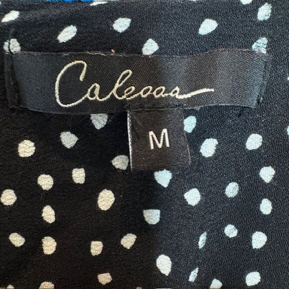 Caleoas Black Fiesta Floral Embroidered Bohemian Hippie Ruffle Blouse - Medium - Picture 6 of 16